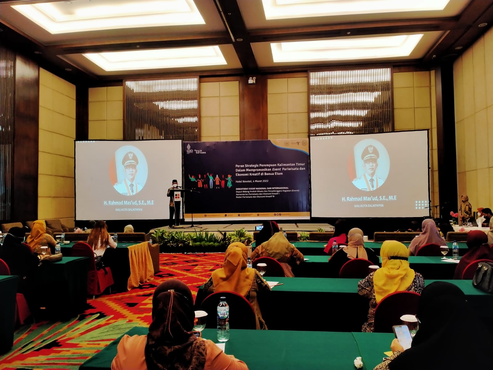 Wali Kota Balikpapan saat memberikan sambutan dalam acara bimbingan teknis Kementerian Pariwisata Ekonomi Kreatif, di Novotel Balikpapan, Jumat (4/3/2022)