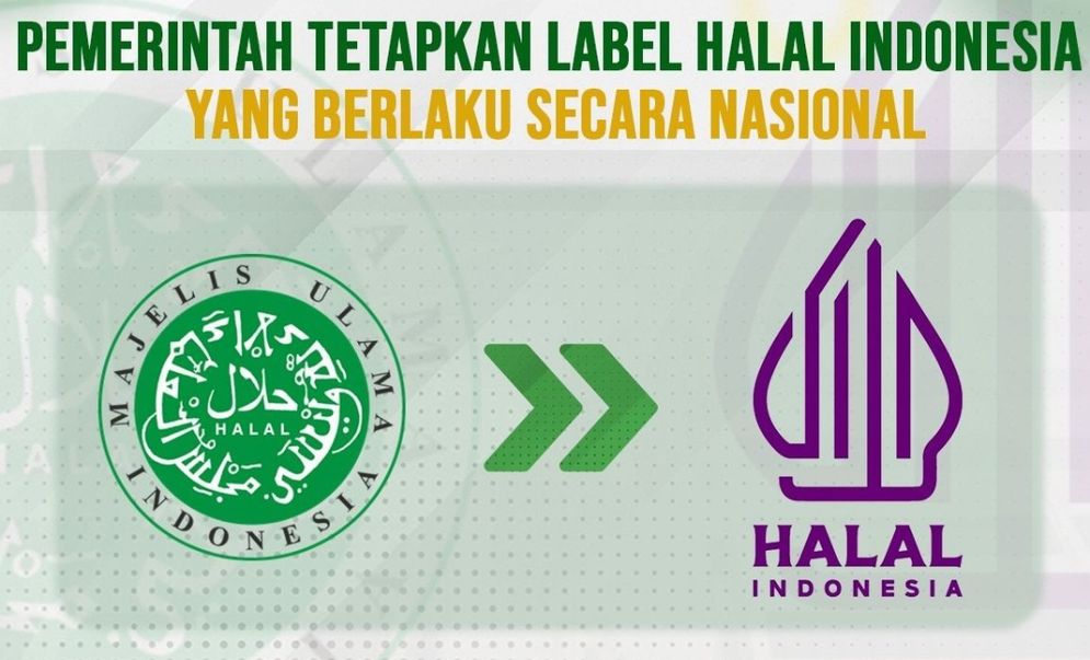 Label halal baru Indonesia (kanan) yang berlaku secara nasional.