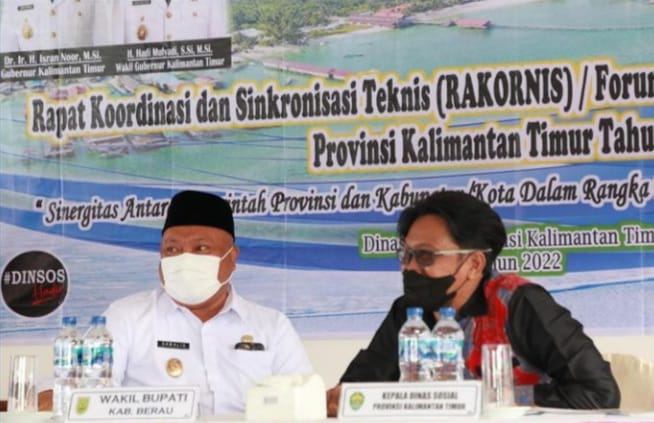 Rapat Koordinasi dan Sinkronisasi Teknis (Rakornis) Forum SKPD Bidang Kesejahteraan Sosial Provinsi Kaltim tahun 2022 di Berau, rabu (23/3/2022)