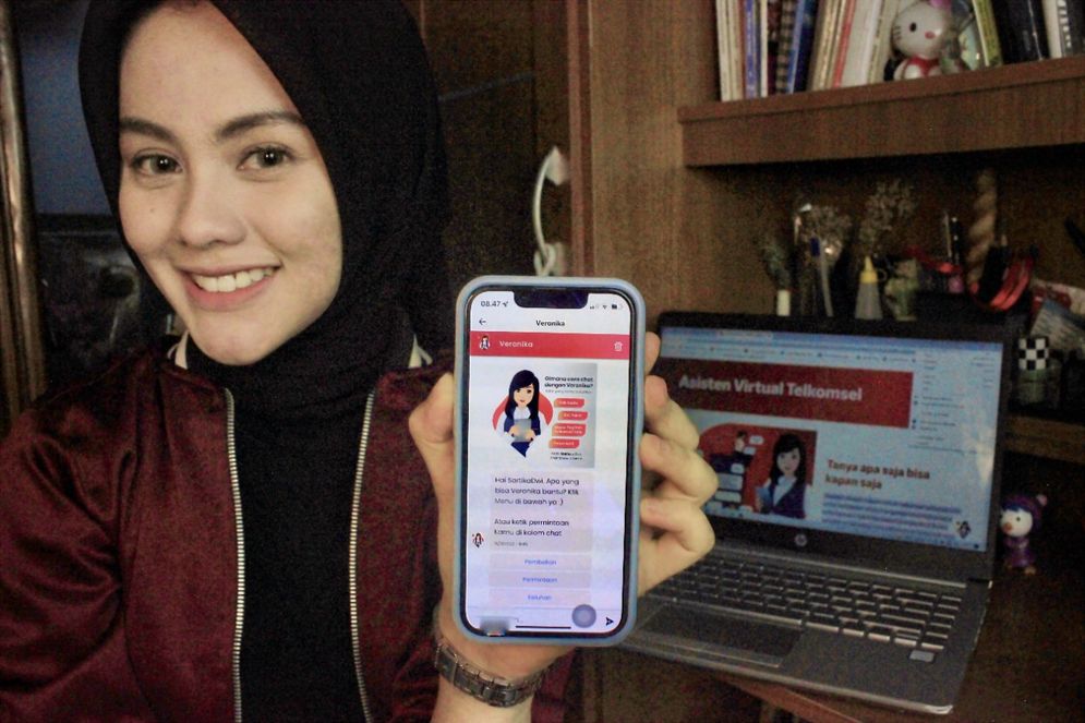 Telkomsel perkuat customer touchpoint di kanal digital melalui layanan Veronika Solusi Self Service untuk pelanggan secara virtual. 