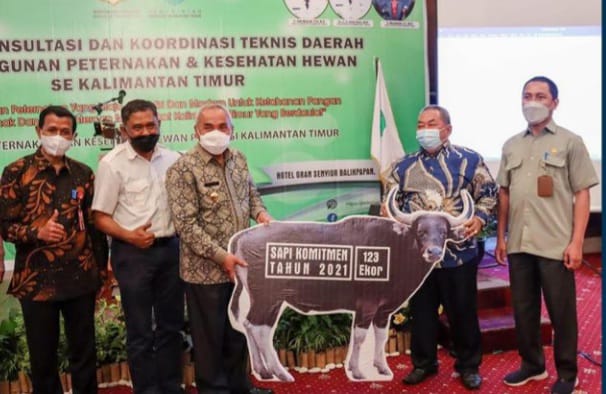 Penyerahan Bantuan Sapi Korporasi dari Direktur Jenderal Peternakan dan Kesehatan Hewan Kementerian Pertanian RI ke Gubernur Kaltim 