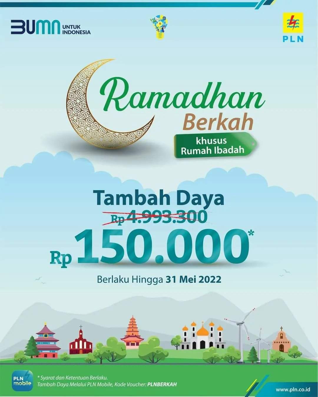 Nikmati Promo Ramadan PLN, Hanya Rp150 Ribu Tambah Daya Rumah Ibadah  