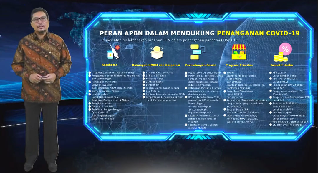 Direktur Jenderal Perbendaharaan Hadiyanto menyampaikan laporan APBN dalam Rakornas Pelaksanaan Anggaran Tahun 2022 di Kantor Kementerian Keuangan, Jakarta, 12 April 2022.