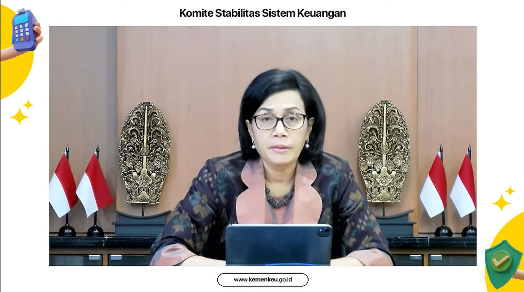 Sri Mulyani memaparkan laporan dalam Konferensi Pers Rapat Berkala Komite Stabilitas Sistem Keuangan (KSSK) ke-2 tahun 2022 di Jakarta, Rabu, 13 April 2022.