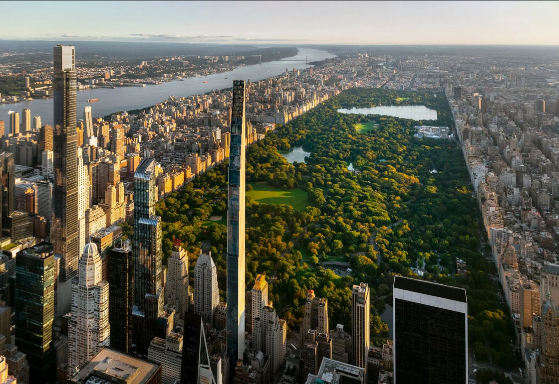 Steinway Tower, gedung tertipis dengan rasio tinggi terhadap lebar 24:1 di New York, Amerika Serikat.