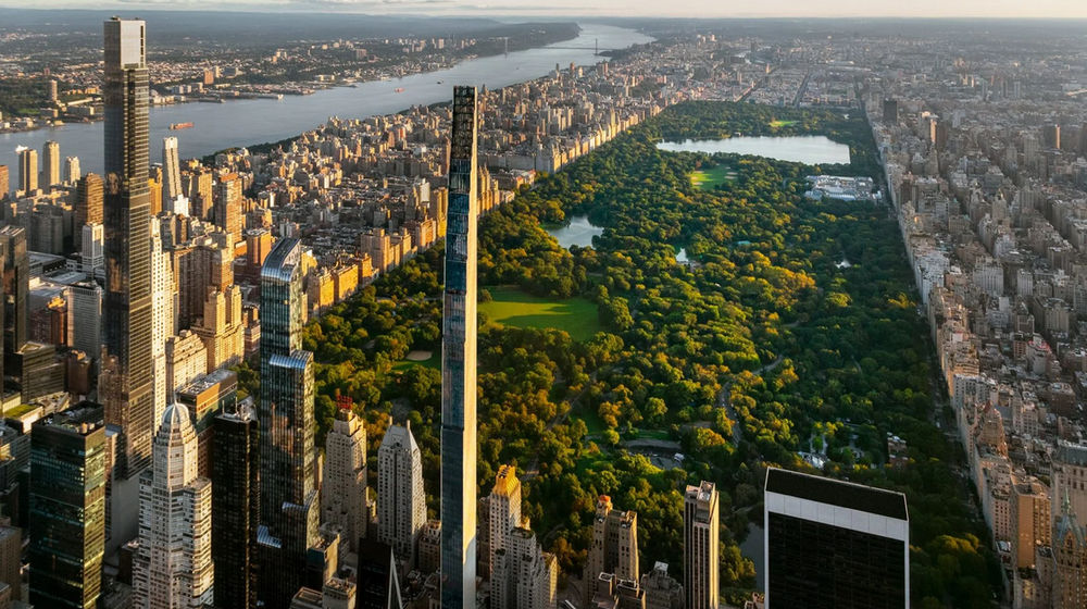 Steinway Tower, gedung tertipis dengan rasio tinggi terhadap lebar 24:1 di New York, Amerika Serikat.