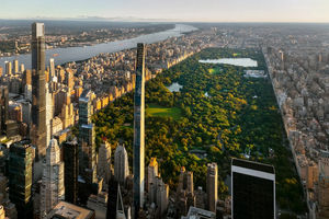 Steinway Tower, gedung tertipis dengan rasio tinggi terhadap lebar 24:1 di New York, Amerika Serikat.