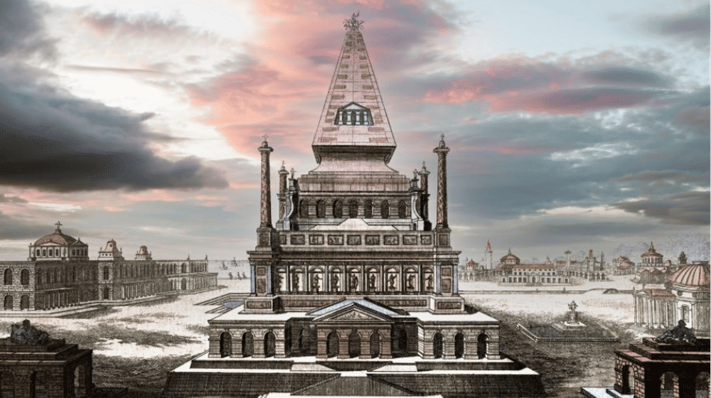 Bangunan makam (mausoleum) yang diciptakan untuk kepala daerah masa kerajaan Persia yang meninggal, Mausolus pada tahun 353 SM.