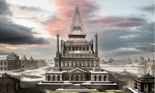 Bangunan makam (mausoleum) yang diciptakan untuk kepala daerah masa kerajaan Persia yang meninggal, Mausolus pada tahun 353 SM.