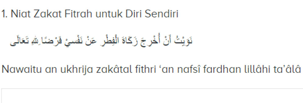 Niat membayar zakat fitrah