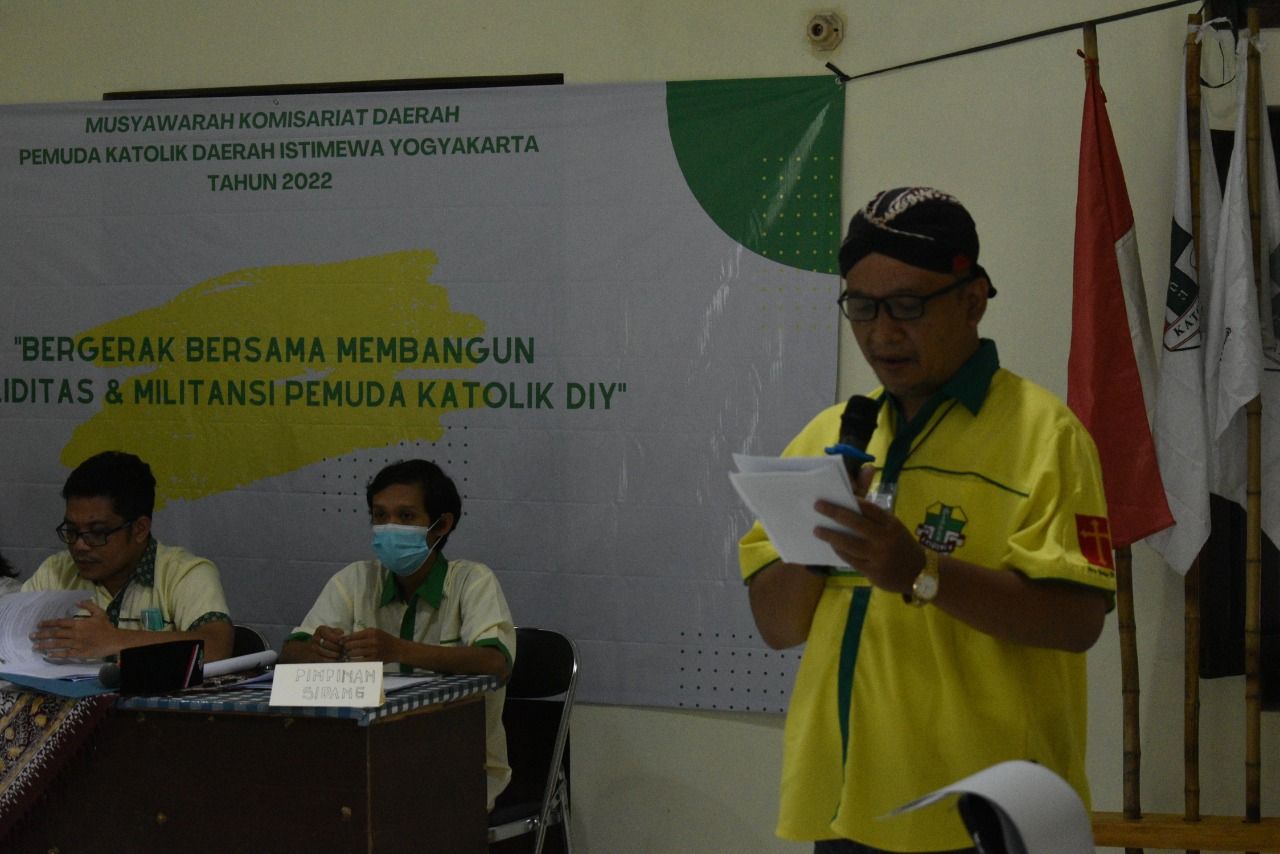 Yohanes Gandung Widiyantoro menyampaikan visi dan misi dalam Muskomda PK DIY Tahun 2022.