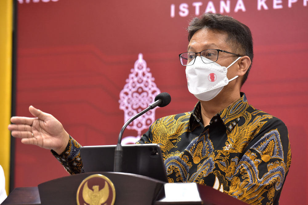 Menkes Budi G. Sadikin memberikan keterangan pers, di Kantor Presiden, Jakarta, Senin, 9 Mei 2022. | Foto: Humas Setkab/Agung