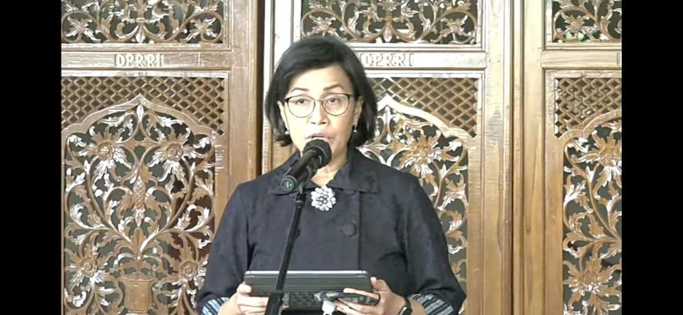 Sri Mulyani dalam konferensi pers di Gedung DPR RI, di Jakarta, Jumat, 20 Mei 2022.