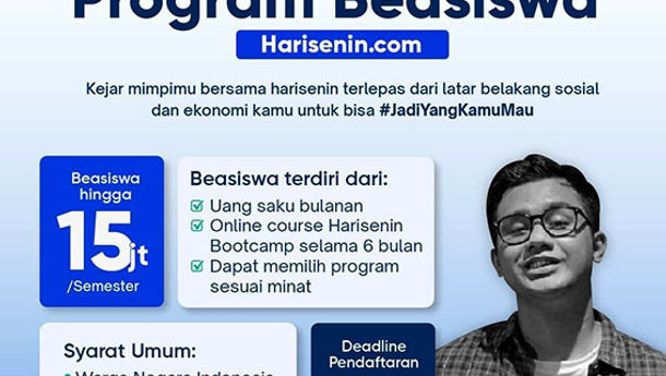 Ayo Jangan Ketinggalan! Cek Beasiswa Harisenin.com Batch #4, Dapat Uang Saku dan Program Bootcamp Lho!