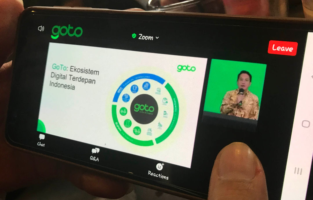 Konferensi pers kinerja PT GoTo Gojek Tokopedia Tbk yang berlangsung secara online,Senin 30 Mei 2022. Foto : Panji Asmoro/TrenAsia