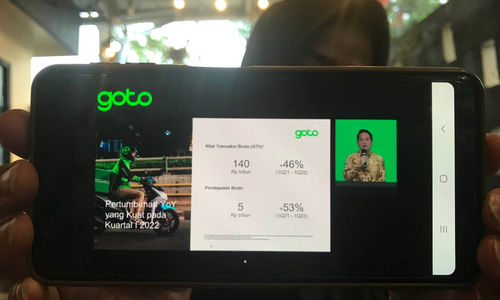 Konferensi pers kinerja PT GoTo Gojek Tokopedia Tbk yang berlangsung secara online,Senin 30 Mei 2022. Foto : Panji Asmoro/TrenAsia