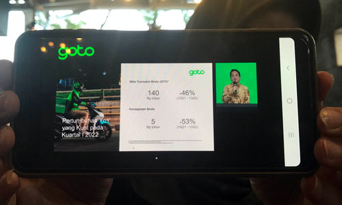 Konferensi pers kinerja PT GoTo Gojek Tokopedia Tbk yang berlangsung secara online,Senin 30 Mei 2022. Foto : Panji Asmoro/TrenAsia