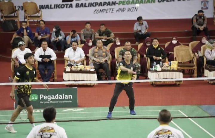 Wakil Ketua DPRD Balikpapan Sabaruddin Panrecalle saat menghadiri pelantikan pengurus PBSI Balikpapan, di Balikpapan Sport Convention Center (BSCC/Dome), Rabu (25/5/2022)