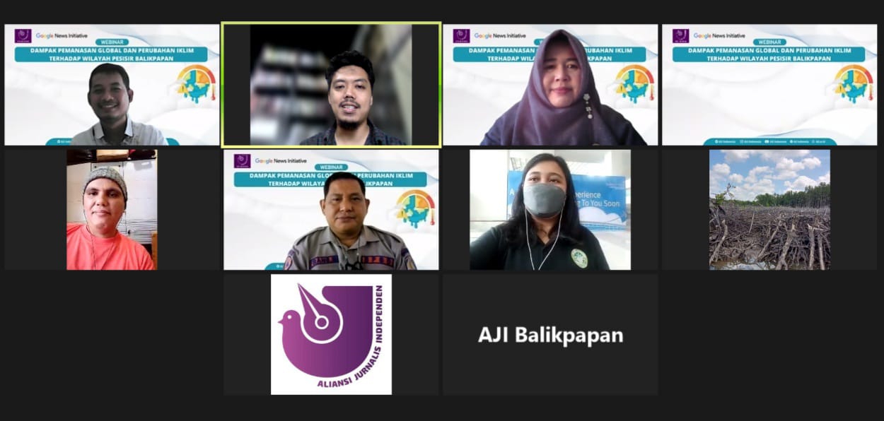 Ulas dampak perubahan iklim terhadap kawasan pesisir Balikpapan. Aliansi Jurnalis Indonesia (AJI) Balikpapan menggelar webinar pada Selasa (31/5/2022)