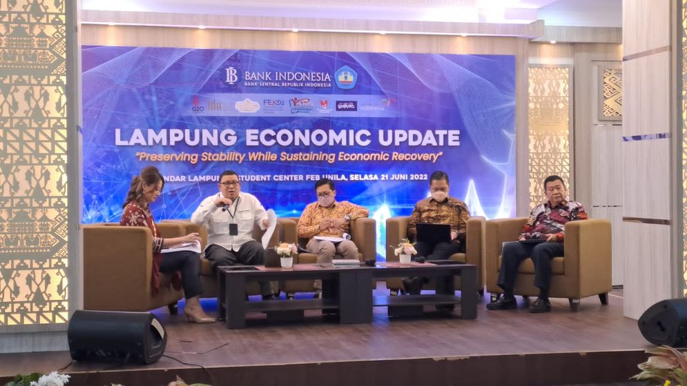 KPw BI Lampung menggelar seminar Laporan Perekonomian Provinsi Lampung periode Triwulan I 2022 bertajuk “Lampung Economic Update: Preserving Stability while Sustaining Economic Recovery”,