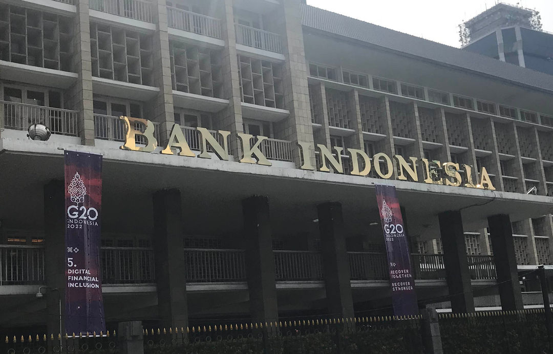 Nampak depan Gedung Bank Indonesia di Jl Thamrin Jakarta. Foto : Panji Asmoro/TrenAsia