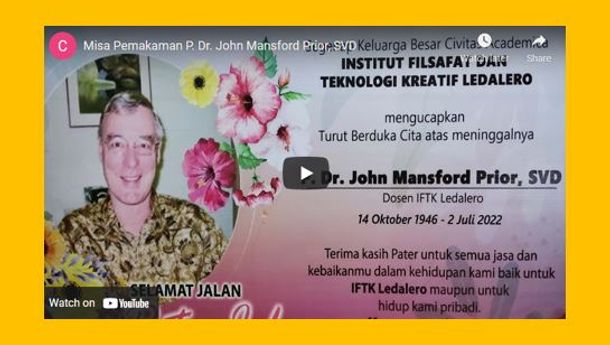 Misa Pemakaman Pater John Prior SVD,  Link Live Streaming Youtube Ada di sini!