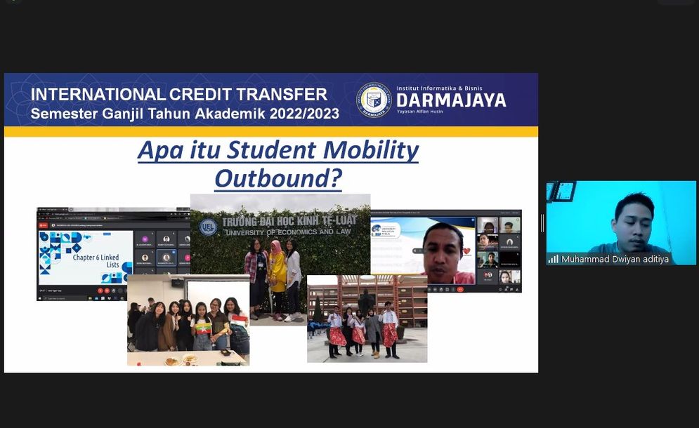 Sosialisasi Webinar Student Mobility Outbound secara daring, pada Jumat, 1 Juli 2022.