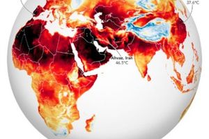 Foto hasil pengamatan oleh NASA yang menunjukkan suhu berbagai negara yang memanas.