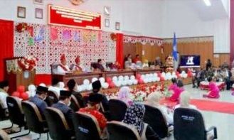 Rapat paripurna peringatan 14 tahun Kabupaten Bolaang Mongodow Selatan. (Foto:istimewa)