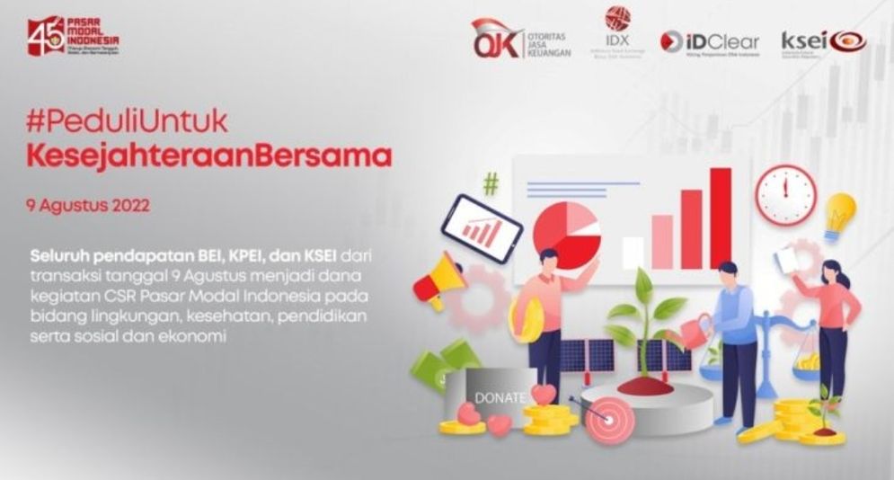 SRO melakukan kegiatan corporate social responsibility (CSR) dalam rangka HUT ke-45 Pasar Modal Indonesia.