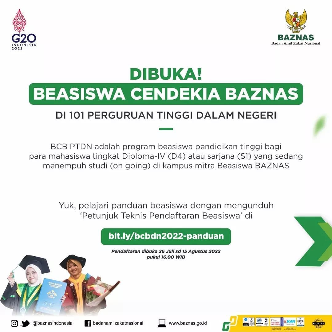 Beasiswa Cendekia BAZNAS 2022 Sudah Dibuka, Catat Tanggalnya!