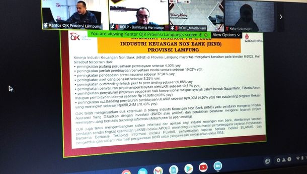 Kinerja IKNB Lampung Mayoritas Alami Peningkatan Pada Triwulan II 2022