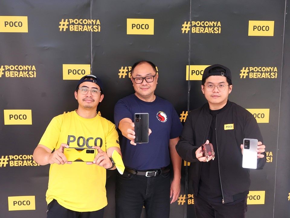 (dari kiri ke kanan) Abee Hakim, Product PR Manager POCO Indonesia; Dominikus Susanto, Senior Manager Business Development Qualcomm Indonesia; Jeksen, Product Marketing Manager POCO Indonesia.