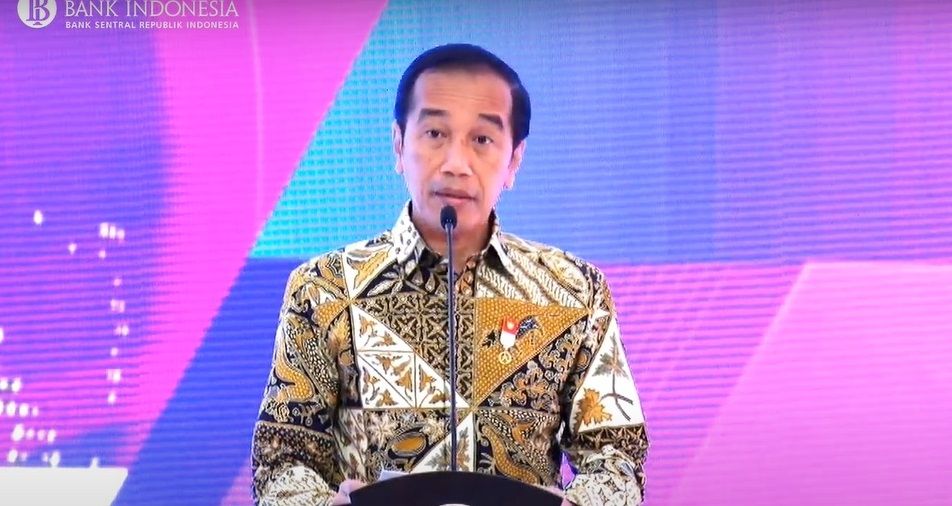 Presiden Jokowi dalam acara peluncuran KKP domestik dan QRIS antarnegara, Senin, 29 Agustus 2022