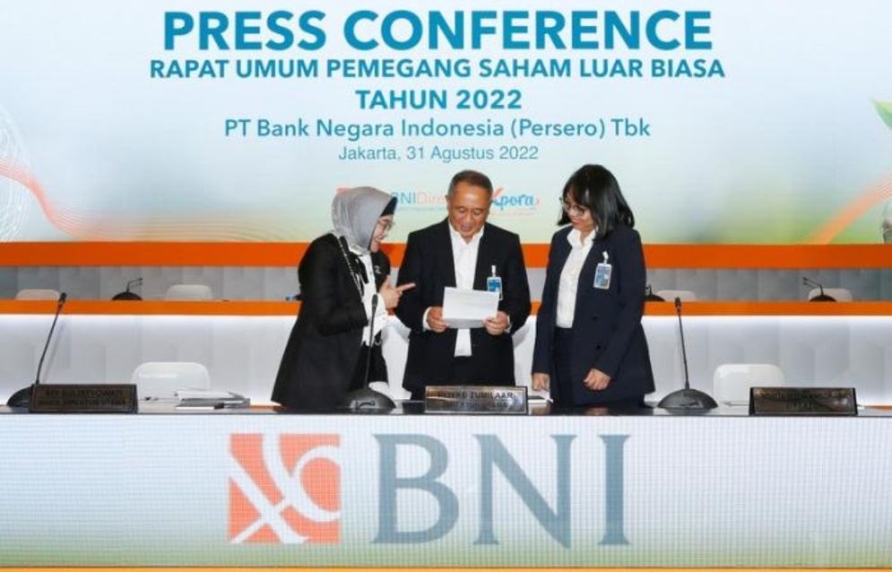 Rapat Umum Pemegang Saham Luar Biasa 2022 BNI di Menara BNI Pejompongan, Jakarta, Rabu, 31 Agustus 2022.