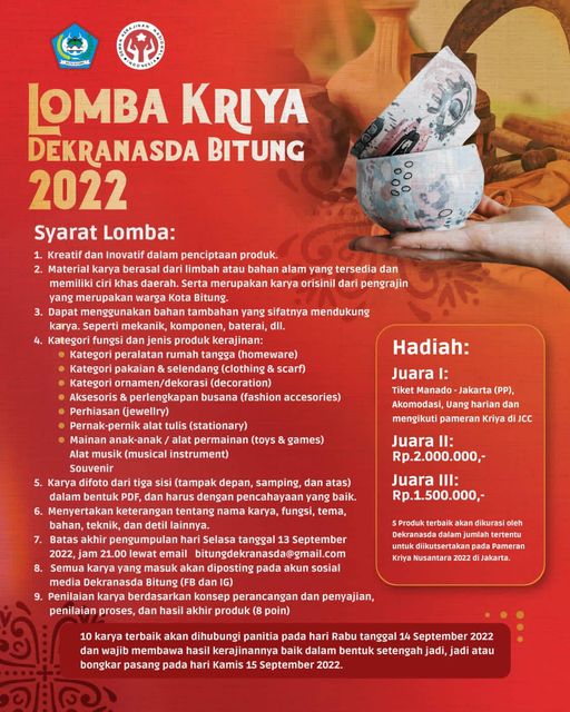 Dekranasda) Kota Bitung menggelar lomba kriya tahun 2022. (Foto:Istimewa)