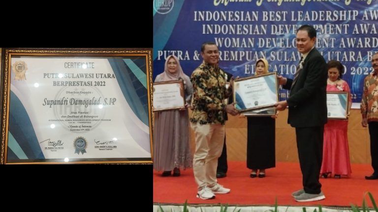 Supandri Damogalad berhasil meraih Penghargaan Internasional Human Resurces Devolopmen Program (IHRDP). (Foto:Istimewa)