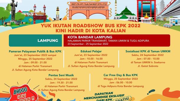 Roadshow Bus KPK akan Hadir di Bandar Lampung, Simak Jadwalnya!