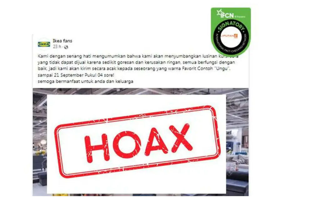 Hoax: Ikea Bagikan Lusinan Sofa dengan Ketik Warna di Facebook