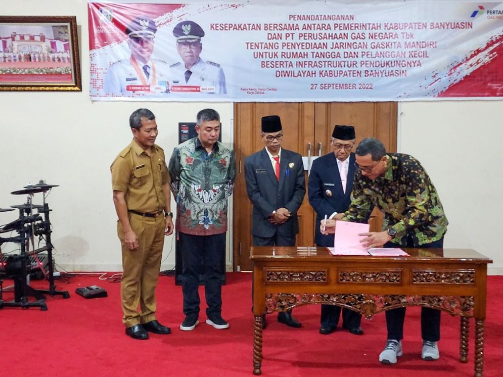 Menandatangani Kesepakatan Bersama, PGN Subholding Gas Pertamina Dukung Jargas Kabupaten Musi Banyuasin dan Banyuasin Ditambah (Foto: PT PGN Tbk)