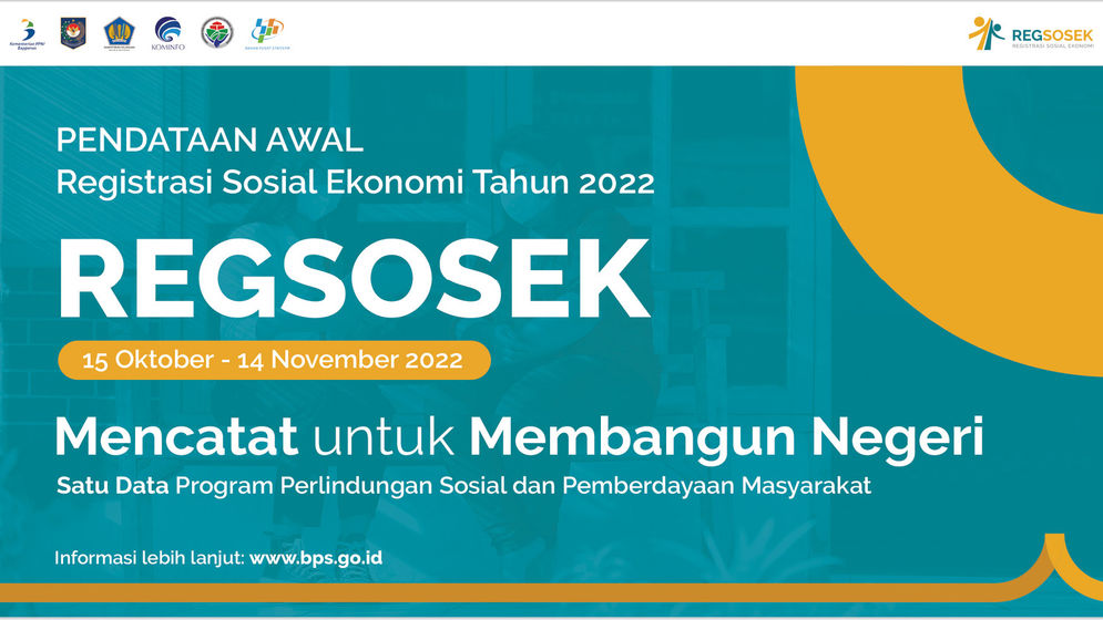 Badan Pusat Statistik (BPS) pada tanggal 15 Okt - 14 Nov 2022 tengah melaksanakan Pendataan Awal Registrasi Sosial Ekonomi (Regsosek) di seluruh provinsi di Indonesia.