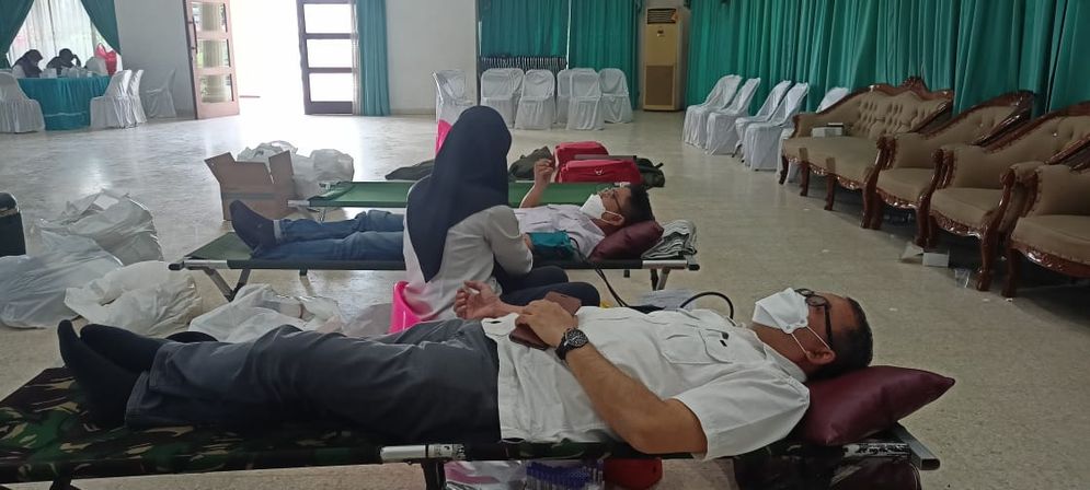 PTPN VII saat menggelar donor darah bertempat di Gedung GSG Kolaborasi pada Rabu, 2 November 2022.