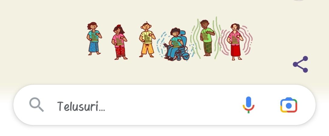 Google menampilkan angklung sebagai Google Doodle pada hari ini Rabu, 16 November 2022 