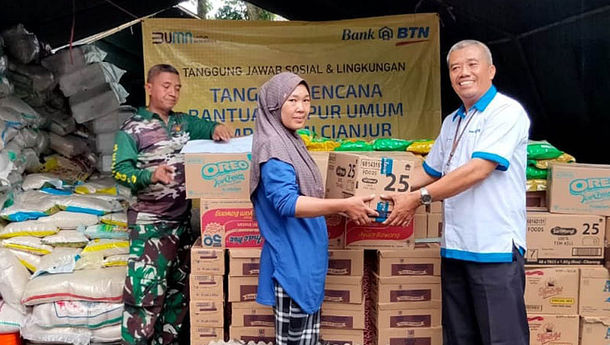 Bank BTN Dan TNI Bantu Dirikan Dapur Umum Dan Posko Tanggap Bencana Cianjur