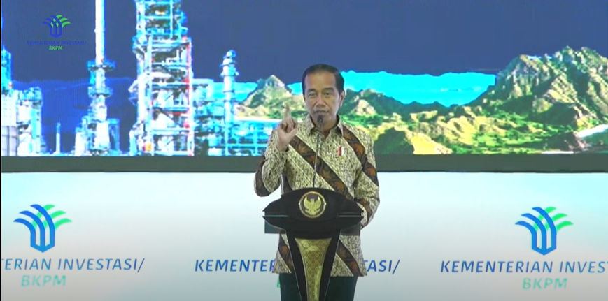 Tangkapan Layar Presiden Jokowi pada acara Rapat Koordinasi Nasional Investasi 2022: Hilirisasi dan Kemitraan untuk Investasi Berkeadilan 