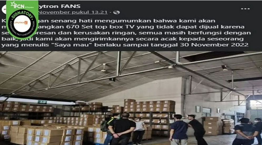 Hoax: Polytron Bagikan 670 Unit Set Top Box