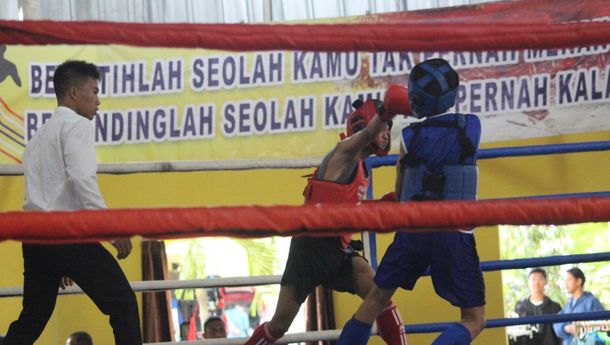 PORPROV IX: Alfian Rofit Atlet Muaythai Bandar Lampung Kelas -45 Putra Unggul Lawan Tanggamus