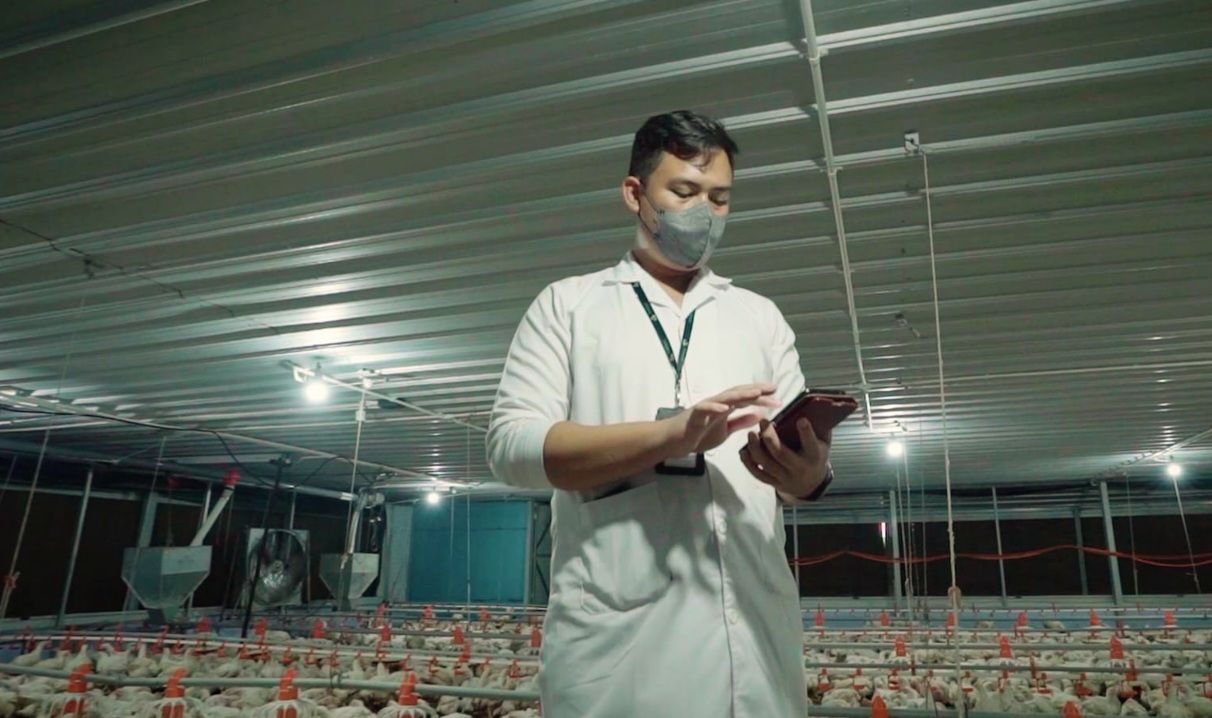 Tim product Antares sedang mengoperasikan Smart Poultry Farming System