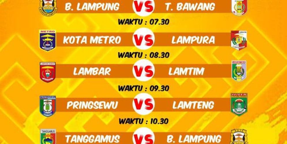 Jadwal Pertandingan Cabang Olahraga Futsal Porprov IX Lampung 2022.