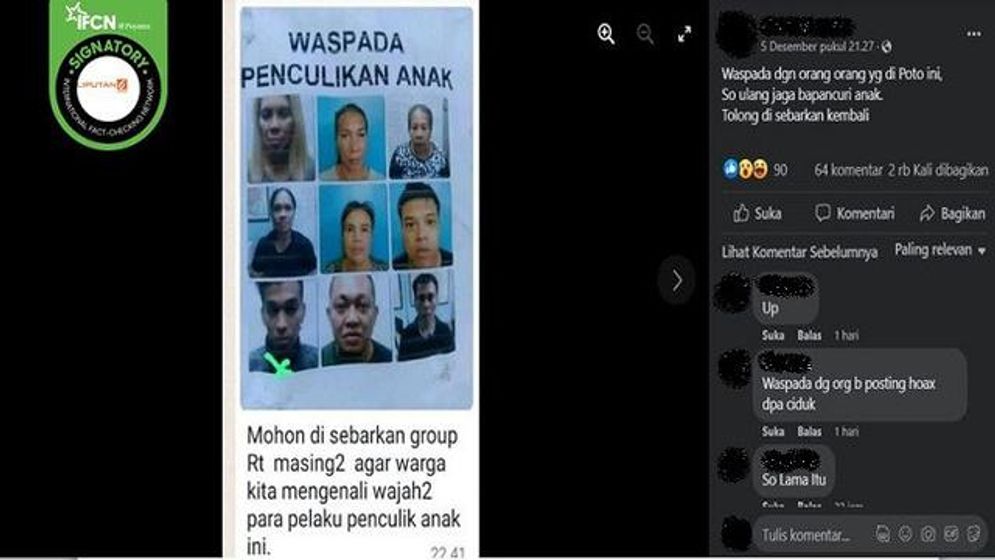 Hoax: Beredar Foto Penculik di Media Sosial